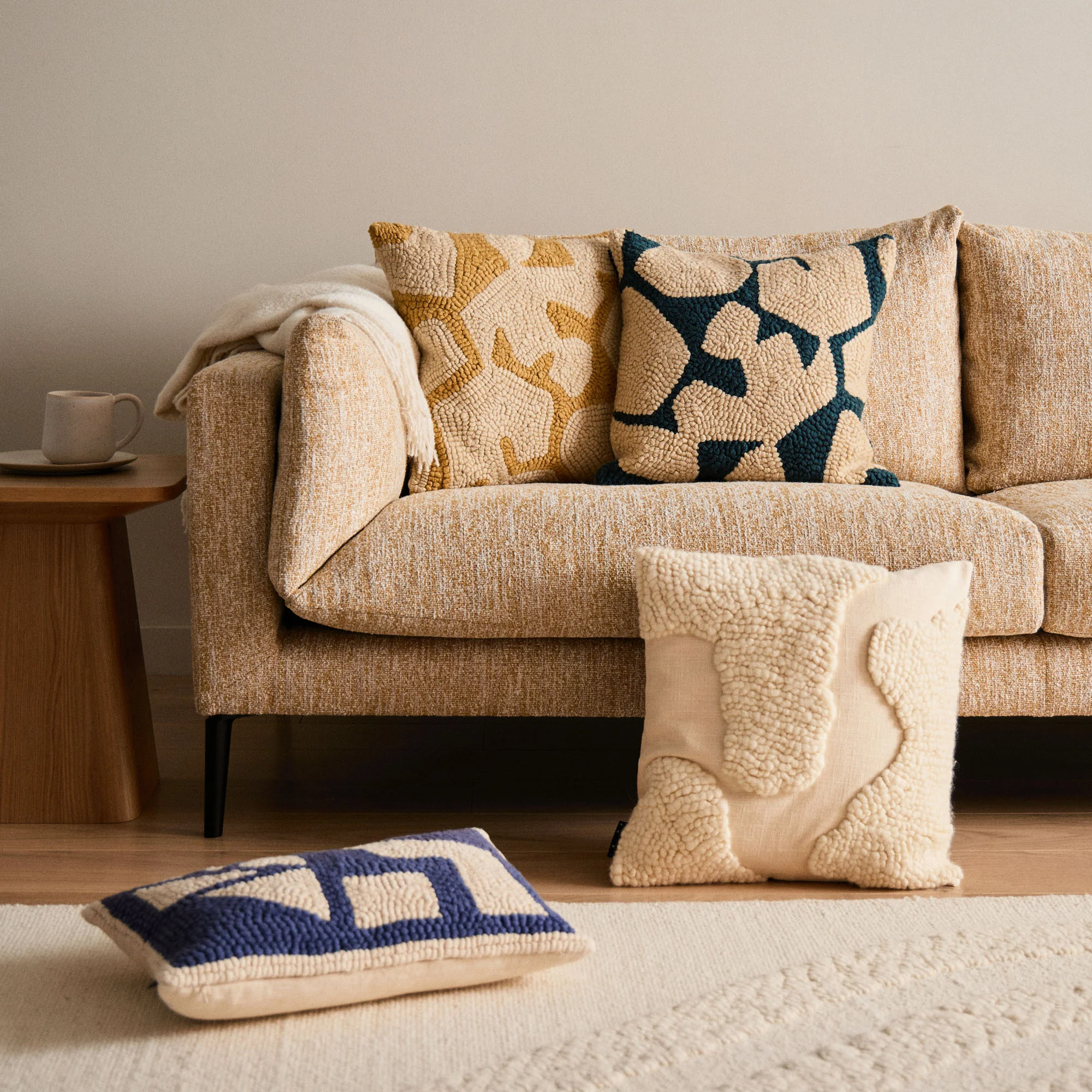 Ira Blue Cotton Cushion Cover 30 x 50cm - Image 3