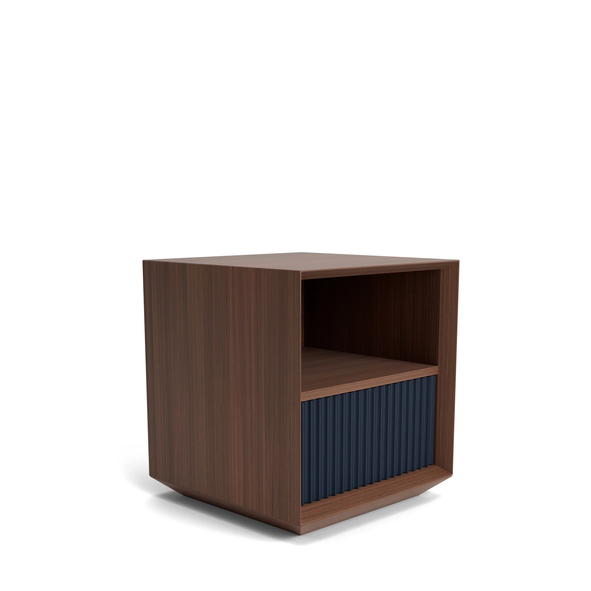 Pillar 1-Drawer Bedside Table Walnut & Navy - Image 6